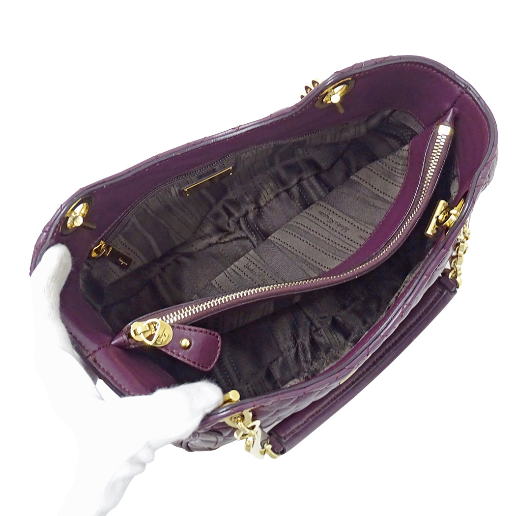 Ferragamo フェラガモ トートバッグ ダブルガンチーニ パープル レザー レディース 【中古】