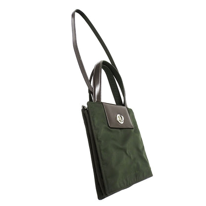 BVLGARI ブルガリ 2wayバッグ クラシコ カーキグリーン レザー レディース 【中古】