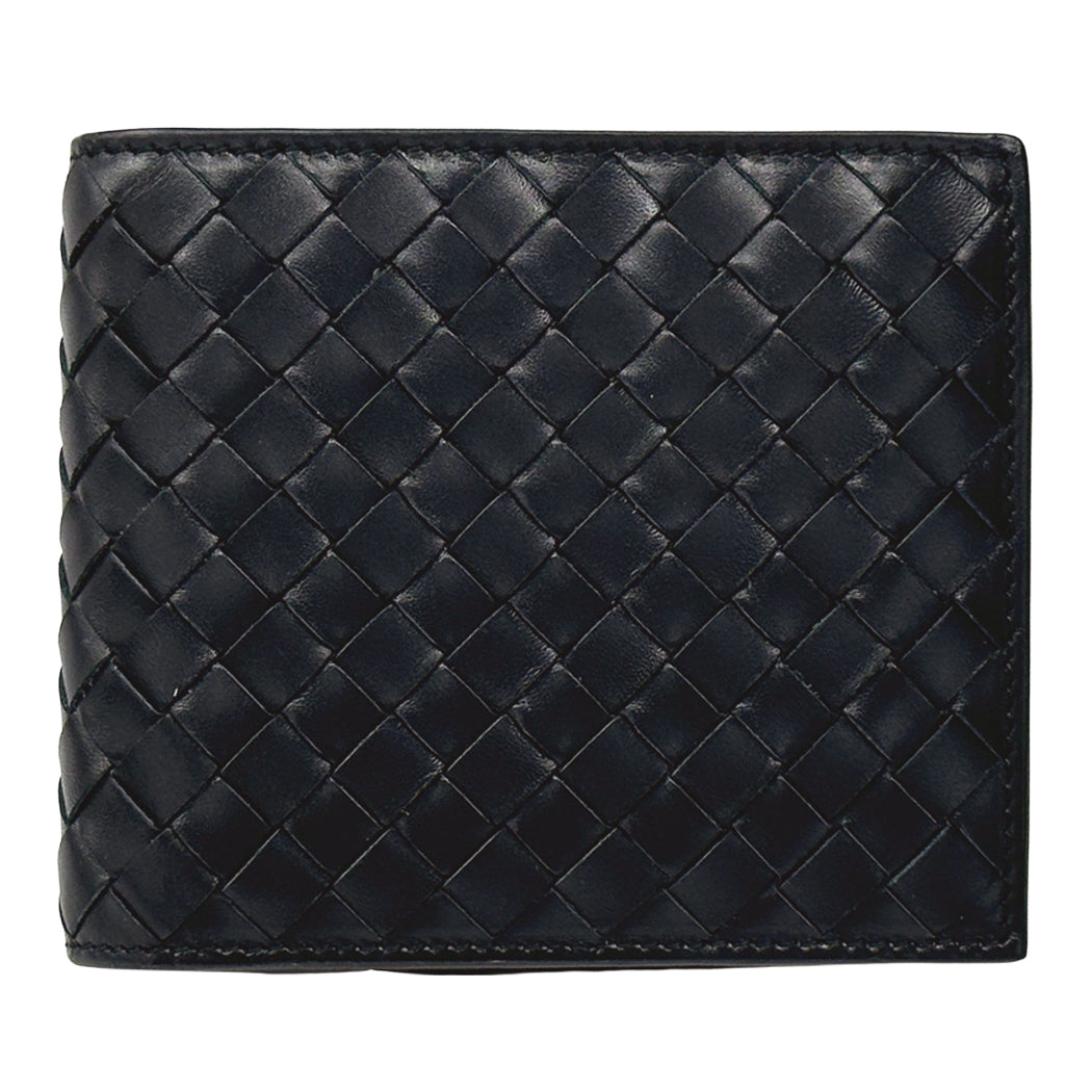 BOTTEGAVENETA ボッテガ・ヴェネタ 二つ折り財布 イントレチャート ブラック レザー メンズ 【中古】