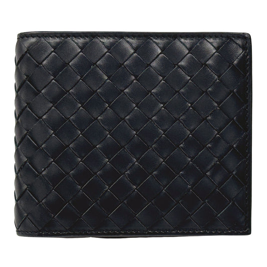 BOTTEGAVENETA ボッテガ・ヴェネタ 二つ折り財布 イントレチャート ブラック レザー メンズ 【中古】