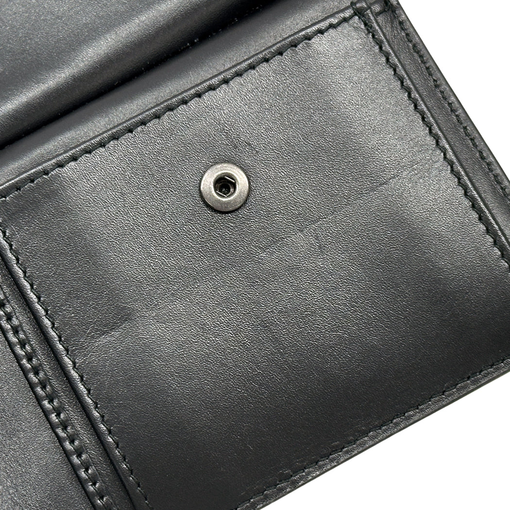 BOTTEGAVENETA ボッテガ・ヴェネタ 二つ折り財布 イントレチャート ブラック レザー メンズ 【中古】