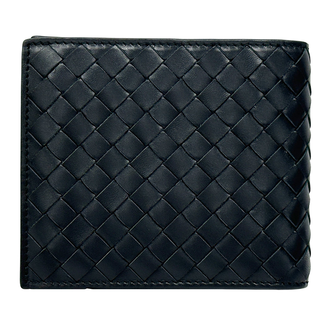 BOTTEGAVENETA ボッテガ・ヴェネタ 二つ折り財布 イントレチャート ブラック レザー メンズ 【中古】
