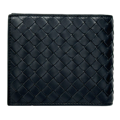 BOTTEGAVENETA ボッテガ・ヴェネタ 二つ折り財布 イントレチャート ブラック レザー メンズ 【中古】