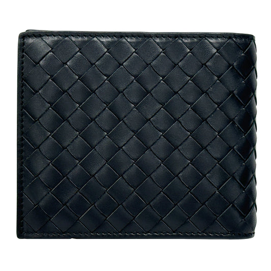 BOTTEGAVENETA ボッテガ・ヴェネタ 二つ折り財布 イントレチャート ブラック レザー メンズ 【中古】