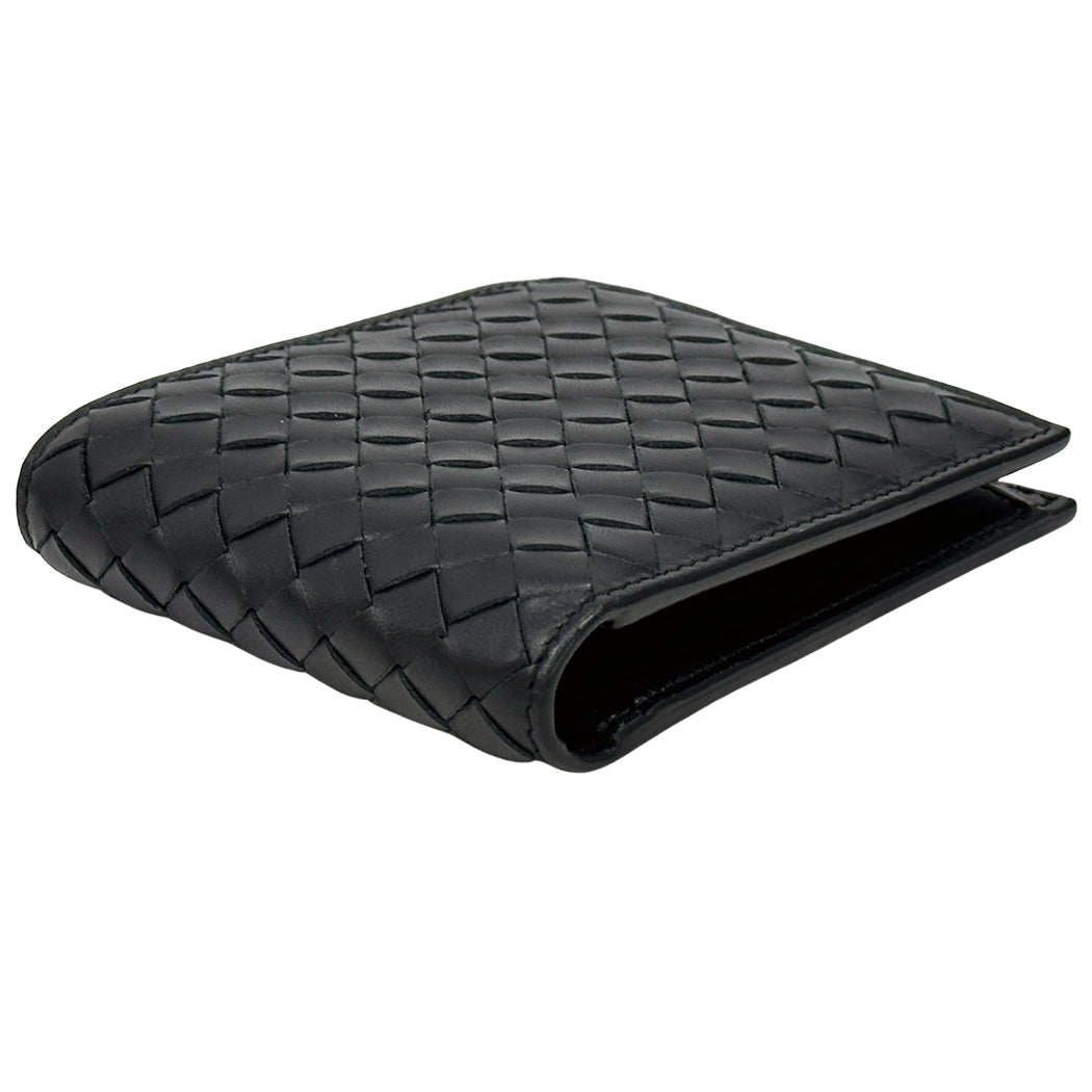 BOTTEGAVENETA ボッテガ・ヴェネタ 二つ折り財布 イントレチャート ブラック レザー メンズ 【中古】