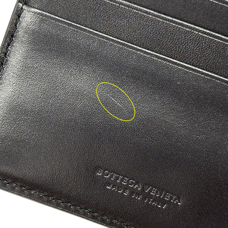 BOTTEGAVENETA ボッテガ・ヴェネタ 二つ折り財布 イントレチャート ブラック レザー メンズ 【中古】