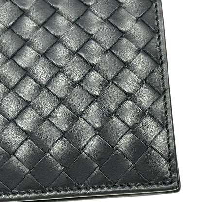 BOTTEGAVENETA ボッテガ・ヴェネタ 二つ折り財布 イントレチャート ブラック レザー メンズ 【中古】