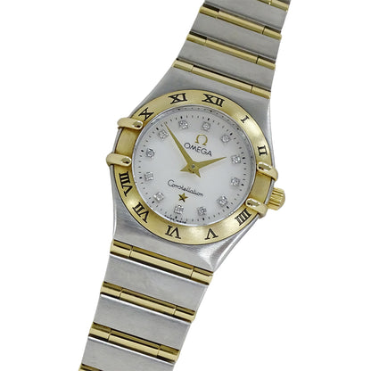 OMEGA オメガ コンステレーション ミニ 1262.75 レディース 腕時計 クオーツ QZ SS YG ダイヤモンド シェル 磨き済み【中古】