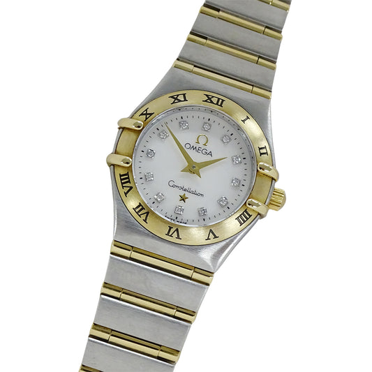 OMEGA オメガ コンステレーション ミニ 1262.75 レディース 腕時計 クオーツ QZ SS YG ダイヤモンド シェル 磨き済み【中古】