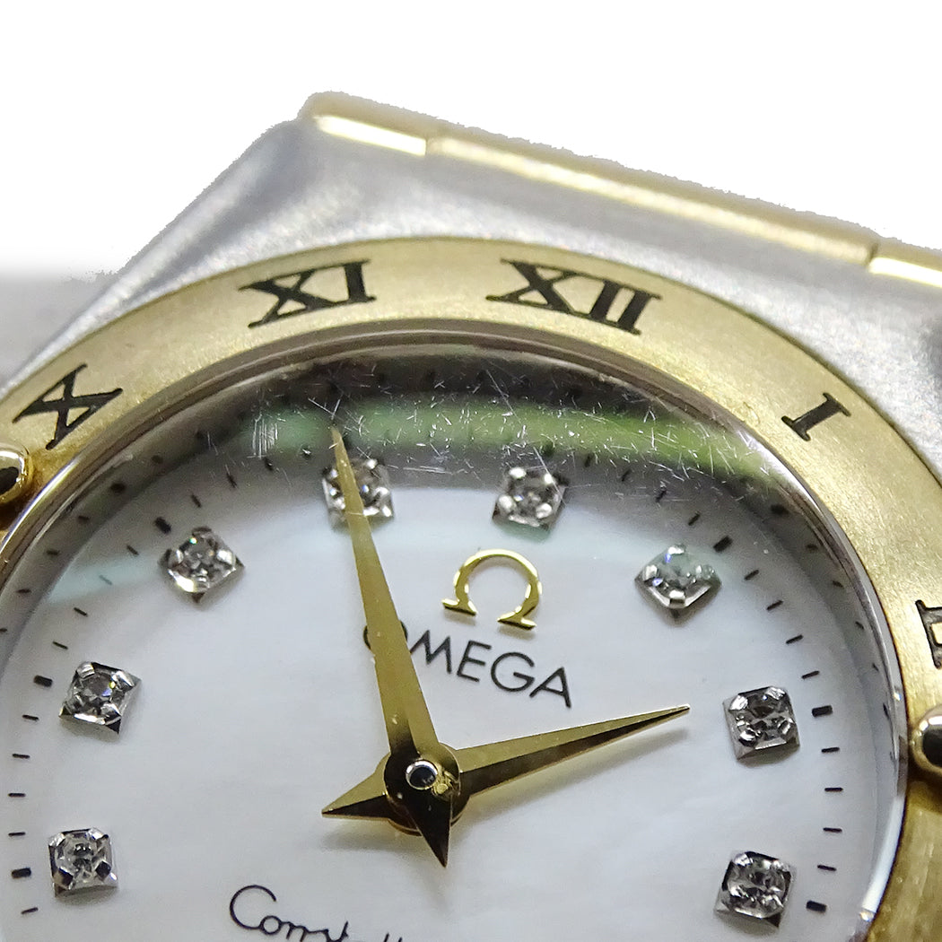 OMEGA オメガ コンステレーション ミニ 1262.75 レディース 腕時計 クオーツ QZ SS YG ダイヤモンド シェル 磨き済み【中古】