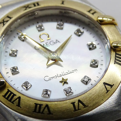 OMEGA オメガ コンステレーション ミニ 1262.75 レディース 腕時計 クオーツ QZ SS YG ダイヤモンド シェル 磨き済み【中古】