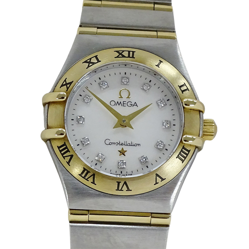 OMEGA オメガ コンステレーション ミニ 1262.75 レディース 腕時計 クオーツ QZ SS YG ダイヤモンド シェル 磨き済み【中古】