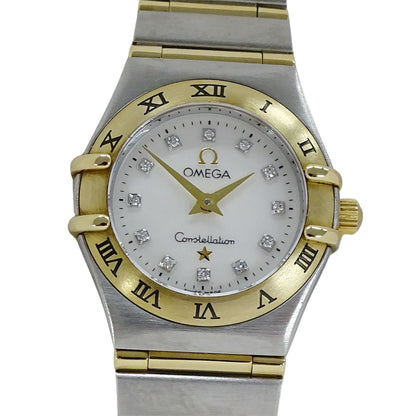 OMEGA オメガ コンステレーション ミニ 1262.75 レディース 腕時計 クオーツ QZ SS YG ダイヤモンド シェル 磨き済み【中古】