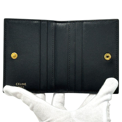 CELINE セリーヌ バイフォールド トリオンフ カードホルダー カードケース ブラック ゴールド金具 10P353DPV.38NO レディース 【中古】