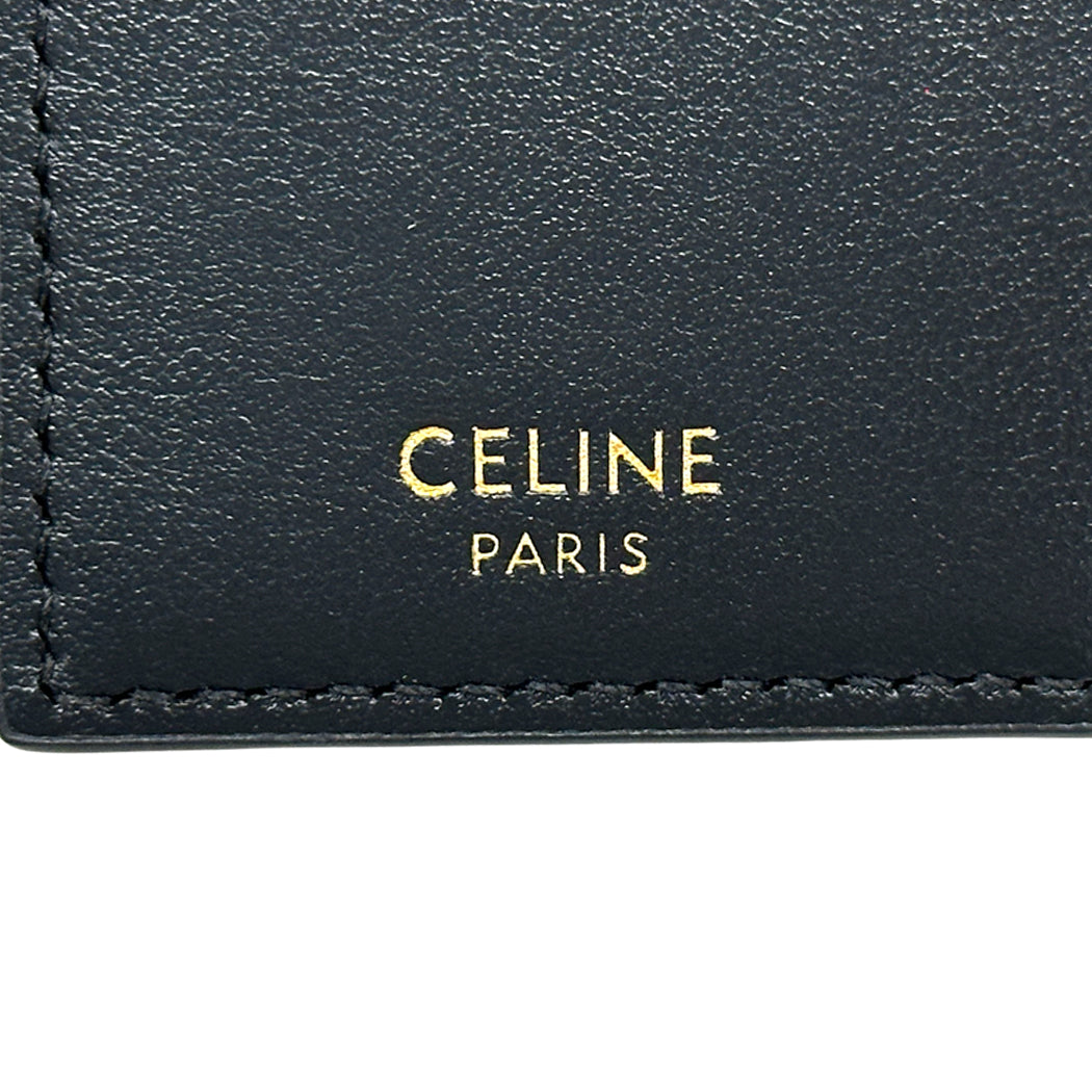 CELINE セリーヌ バイフォールド トリオンフ カードホルダー カードケース ブラック ゴールド金具 10P353DPV.38NO レディース 【中古】