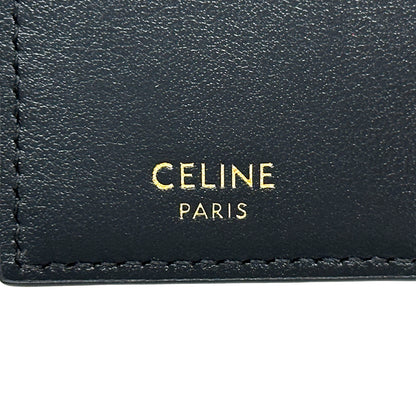 CELINE セリーヌ バイフォールド トリオンフ カードホルダー カードケース ブラック ゴールド金具 10P353DPV.38NO レディース 【中古】