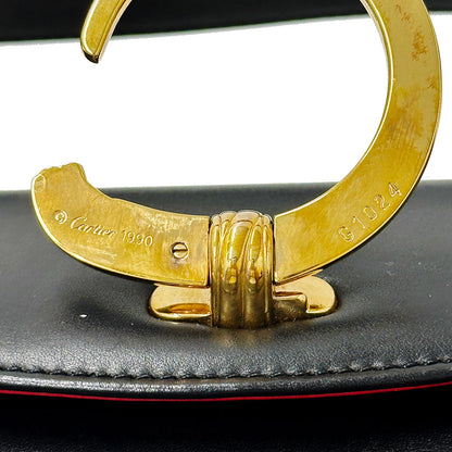 Cartier カルティエ 2wayバッグ パンテール ブラック レザー レディース 【中古】