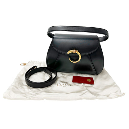 Cartier カルティエ 2wayバッグ パンテール ブラック レザー レディース 【中古】