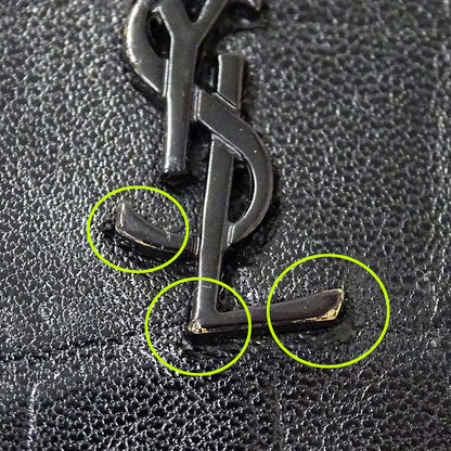 SAINT LAURENT サンローラン 三つ折り財布 ブラック レザー レディース 【中古】