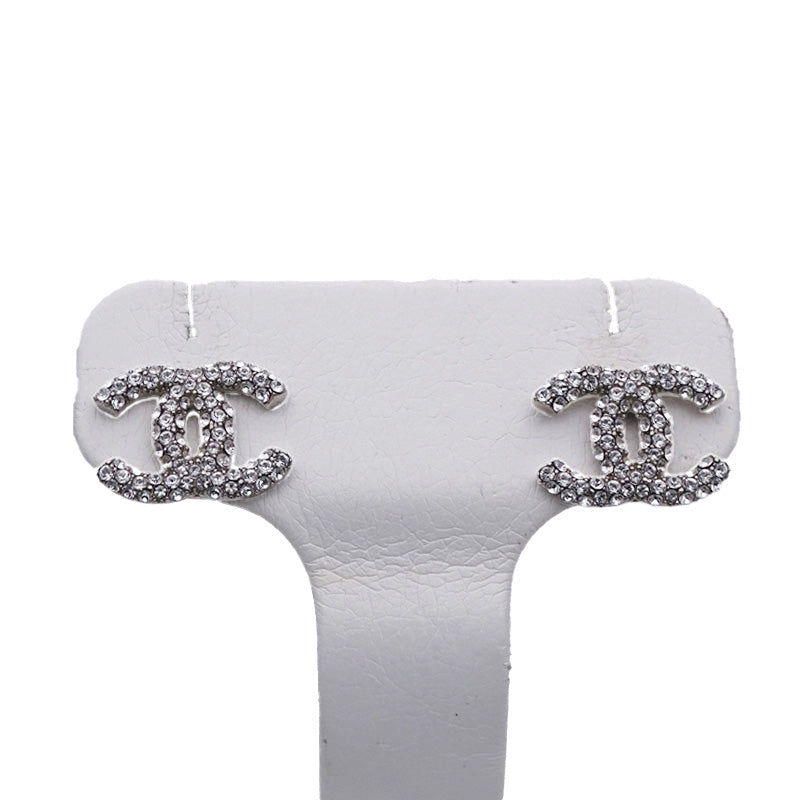 CHANEL シャネル ココ ピアス ラインストーン シルバー レディース 【中古】