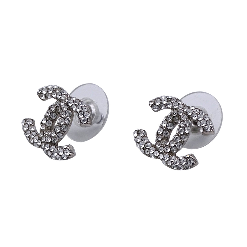 CHANEL シャネル ココ ピアス ラインストーン シルバー レディース 【中古】