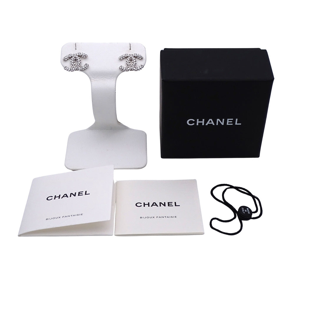 CHANEL シャネル ココ ピアス ラインストーン シルバー レディース 【中古】