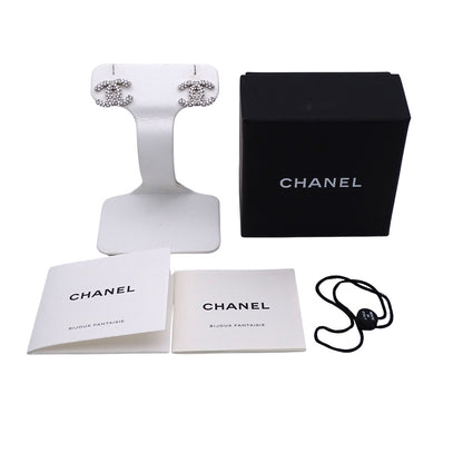 CHANEL シャネル ココ ピアス ラインストーン シルバー レディース 【中古】
