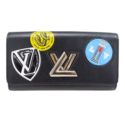 LOUIS VUITTON ルイ・ヴィトン ポルトフォイユ・ツイスト ステッカー 長財布 ノワール マルチカラー M62008 エピレザー レディース メンズ 【中古】