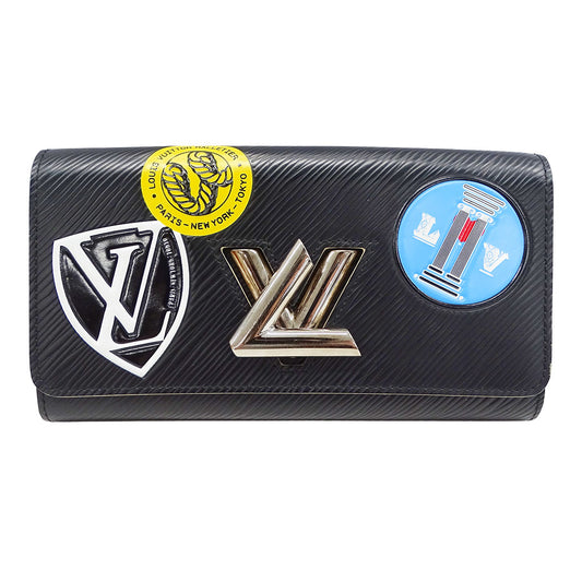 LOUIS VUITTON ルイ・ヴィトン ポルトフォイユ・ツイスト ステッカー 長財布 ノワール マルチカラー M62008 エピレザー レディース メンズ 【中古】
