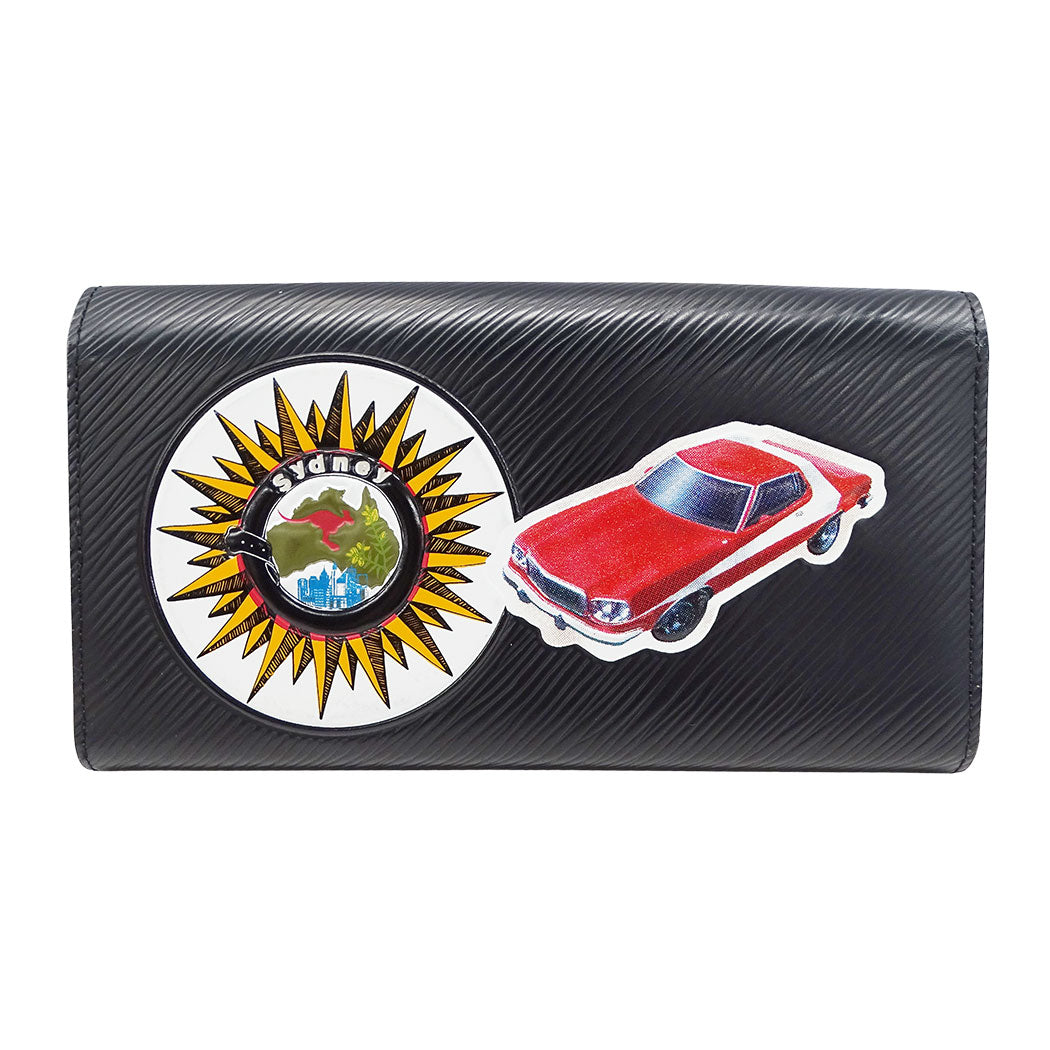 LOUIS VUITTON ルイ・ヴィトン ポルトフォイユ・ツイスト ステッカー 長財布 ノワール マルチカラー M62008 エピレザー レディース メンズ 【中古】