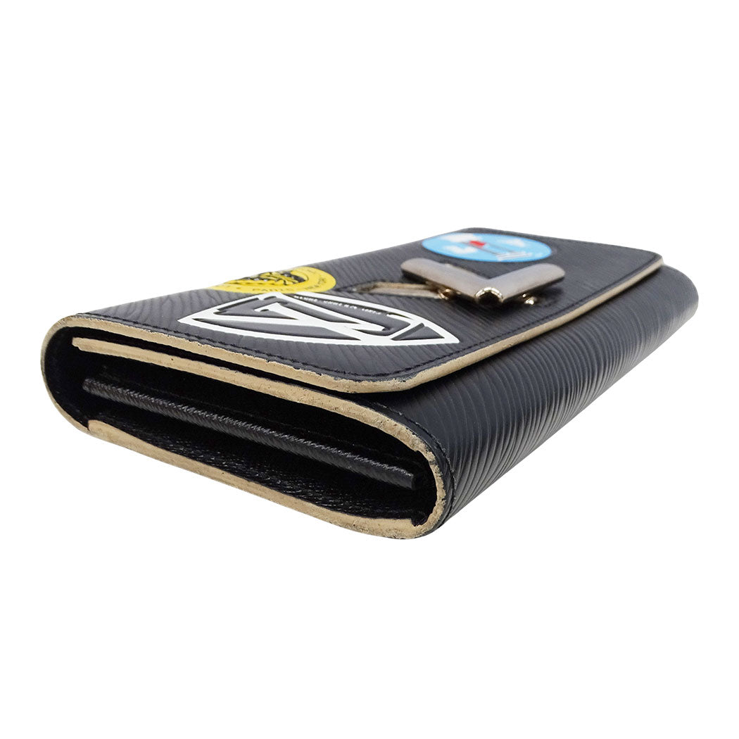 LOUIS VUITTON ルイ・ヴィトン ポルトフォイユ・ツイスト ステッカー 長財布 ノワール マルチカラー M62008 エピレザー レディース メンズ 【中古】