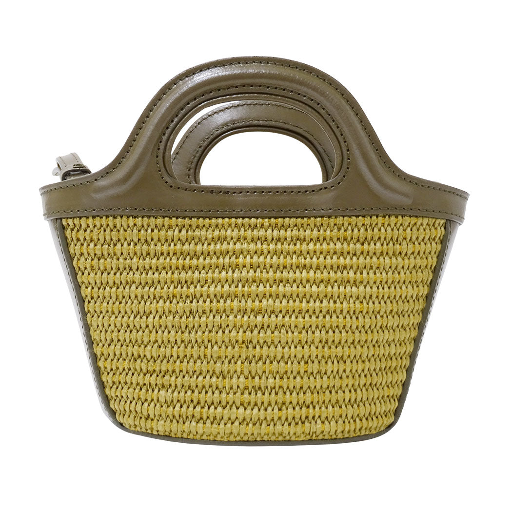 MARNI マルニ トロピカリアバッグ マイクロ 2wayバッグ カーキグリーン レザー レディース 【中古】