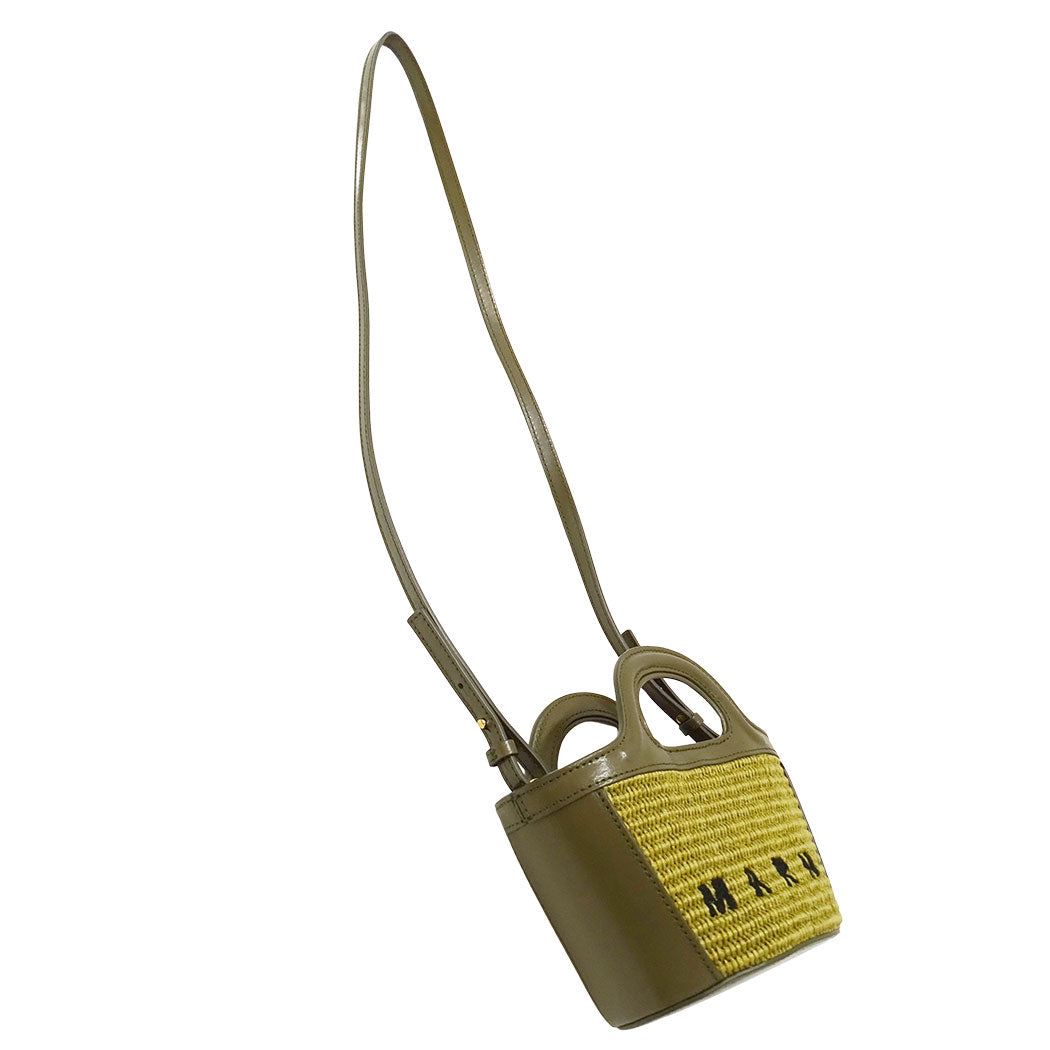 MARNI マルニ トロピカリアバッグ マイクロ 2wayバッグ カーキグリーン レザー レディース 【中古】