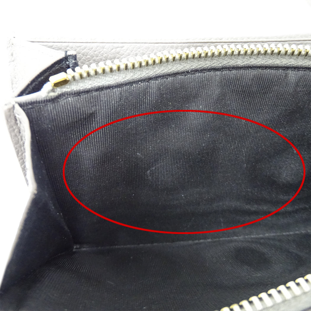 SAINT LAURENT サンローラン 長財布 グレー レザー レディース 【中古】