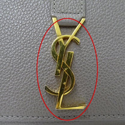 SAINT LAURENT サンローラン 長財布 グレー レザー レディース 【中古】
