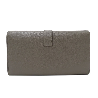 SAINT LAURENT サンローラン 長財布 グレー レザー レディース 【中古】