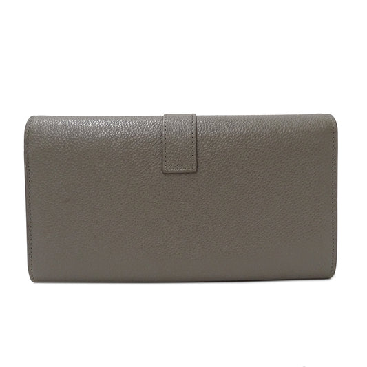 SAINT LAURENT サンローラン 長財布 グレー レザー レディース 【中古】