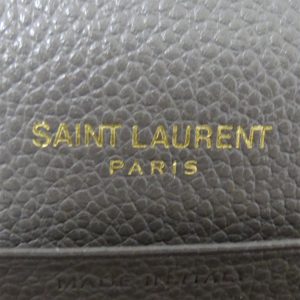 SAINT LAURENT サンローラン 長財布 グレー レザー レディース 【中古】