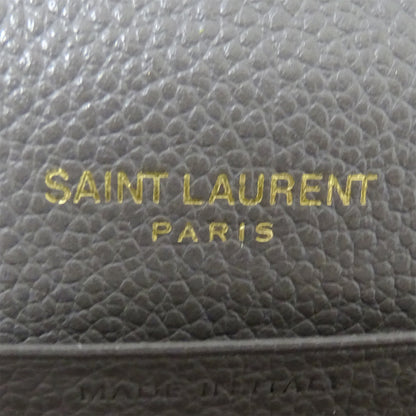 SAINT LAURENT サンローラン 長財布 グレー レザー レディース 【中古】