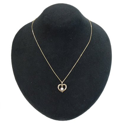 MIKIMOTO ミキモト ネックレス K18 アコヤパール 真珠 ハート ゴールド レディース 磨き済み【中古】