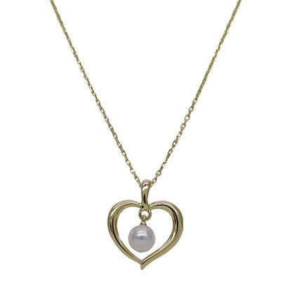 MIKIMOTO ミキモト ネックレス K18 アコヤパール 真珠 ハート ゴールド レディース 磨き済み【中古】
