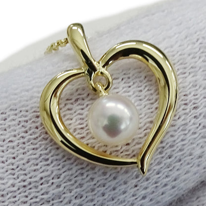 MIKIMOTO ミキモト ネックレス K18 アコヤパール 真珠 ハート ゴールド レディース 磨き済み【中古】
