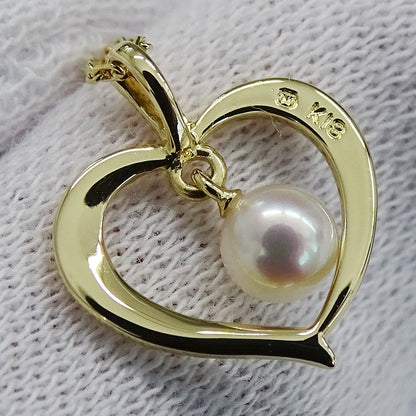 MIKIMOTO ミキモト ネックレス K18 アコヤパール 真珠 ハート ゴールド レディース 磨き済み【中古】
