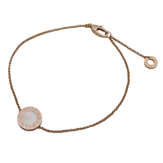 BVLGARI ブルガリ ブルガリブルガリ ブレスレット 750PG マザーオブパール MLサイズ レディース 磨き済み 【中古】