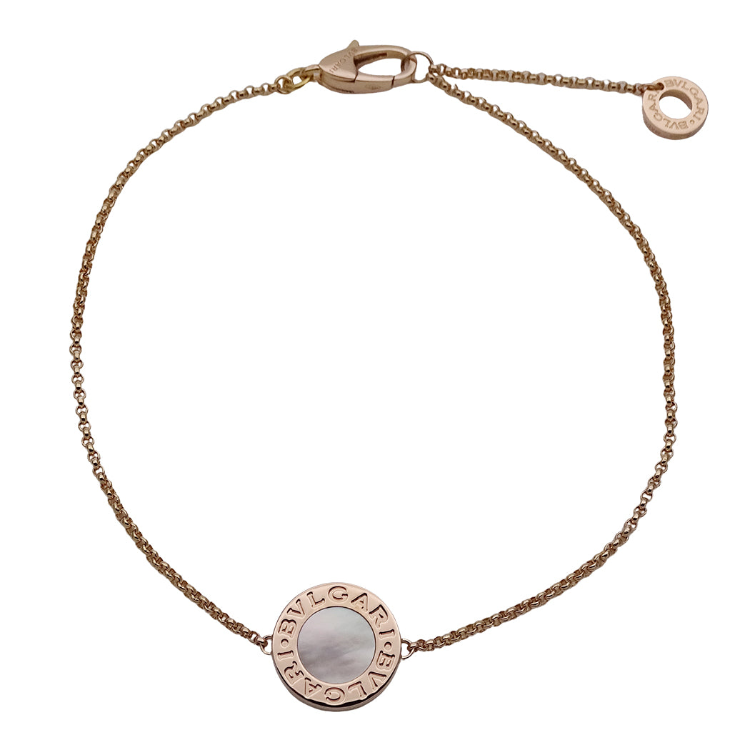 BVLGARI ブルガリ ブルガリブルガリ ブレスレット 750PG マザーオブパール MLサイズ レディース 磨き済み 【中古】
