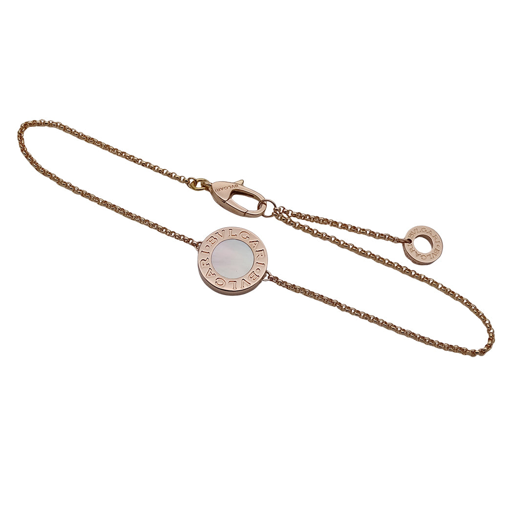 BVLGARI ブルガリ ブルガリブルガリ ブレスレット 750PG マザーオブパール MLサイズ レディース 磨き済み 【中古】