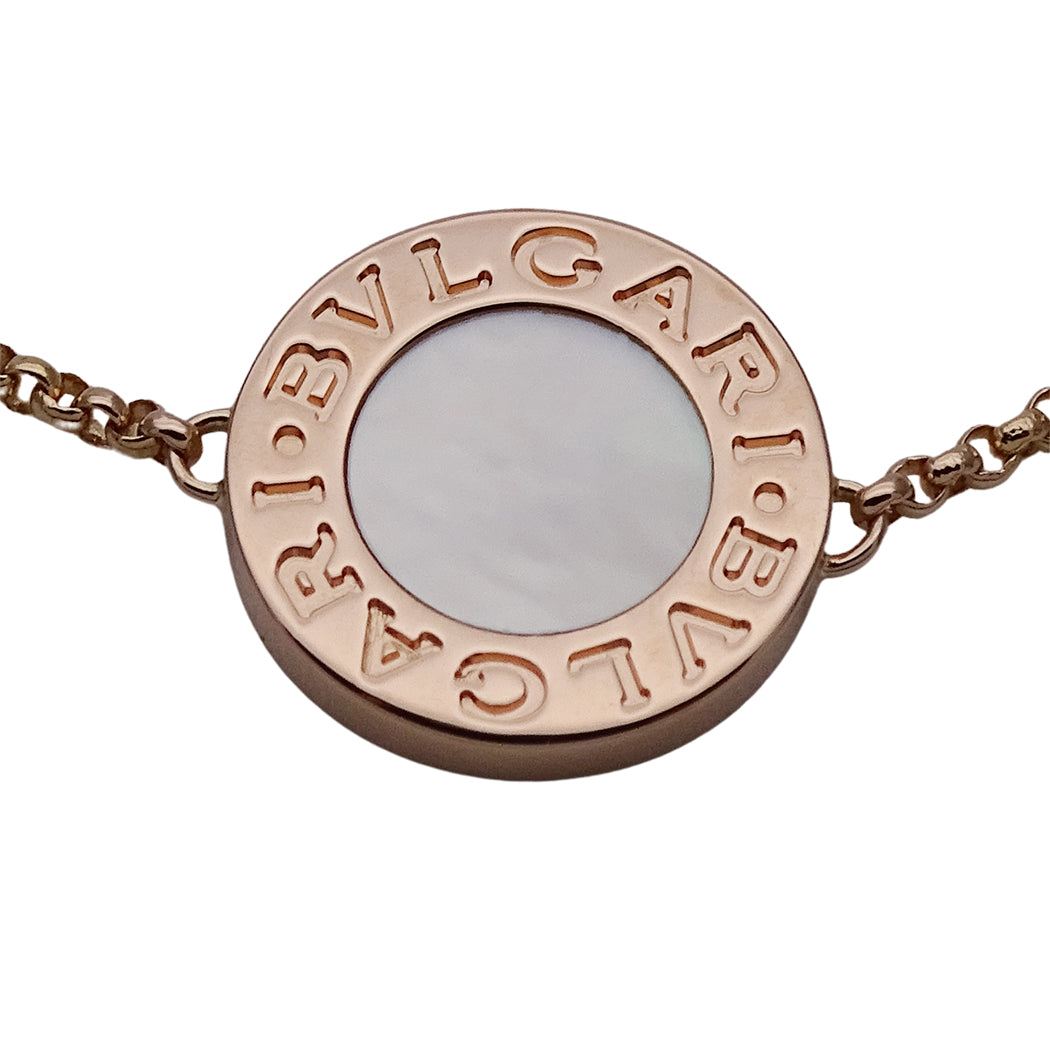 BVLGARI ブルガリ ブルガリブルガリ ブレスレット 750PG マザーオブパール MLサイズ レディース 磨き済み 【中古】