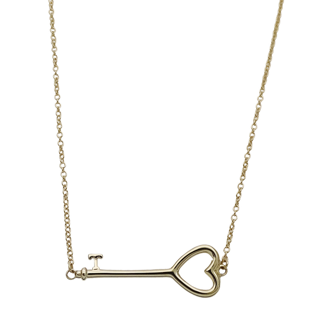 TIFFANY&Co. ティファニー ハートキー ネックレス 750YG レディース 磨き済み 【中古】