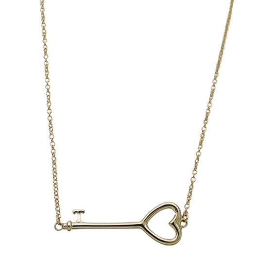 TIFFANY&Co. ティファニー ハートキー ネックレス 750YG レディース 磨き済み 【中古】