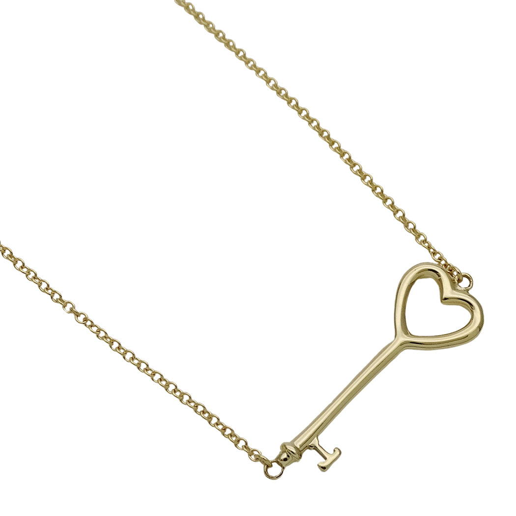 TIFFANY&Co. ティファニー ハートキー ネックレス 750YG レディース 磨き済み 【中古】